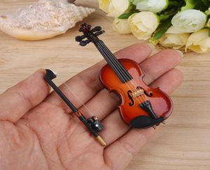 Hoogwaardige nieuwe Mini Violin Upgraded -versie met ondersteuning Miniatuur houten muziekinstrumenten collectie decoratieve ornamenten MO5066584