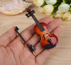 Nouveau mini-violon de haute qualité Version améliorée avec support Miniature Instruments de musique en bois Collection décorative Ornements MO4530017