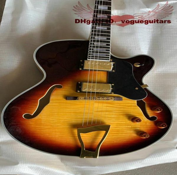 Nuevo estilo de alta calidad Sunburst Jazz Electric Guitar Hardware dorado 2120191