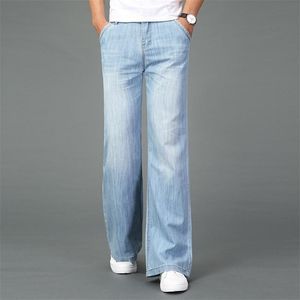 Livraison gratuite de haute qualité New Summer Thin Light Men's Smart Casual Boot cut Jeans Business Wide Leg Pants Plus Size 40 Pantalon 201111