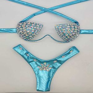 Nouvelles femmes de haute qualité Bikini personnalisé String string diamant bikinis beachwear brillant sexy 2 pièces de maillot de bain