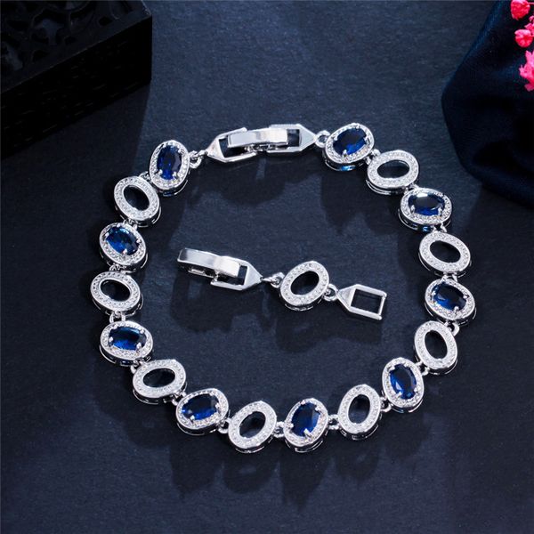 Haute qualité nouveau bracelet femme ronde AAA cubique zircone bracelets rouge jaune bleu luxe mode cuivre bracelet designer bijoux pour femmes argent cadeau en gros