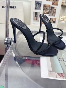 Sandalias de mujer de marca agradable de alta calidad IRINA Muller crystal Black Blush zapatos de tacones altos gruesos para mujer tacones Sexy fiesta boda euro 35-42