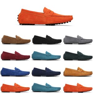 Chaussures en daim décontractées pour hommes de haute qualité sans marque pour hommes sans lacet chaussures en cuir paresseux 38-45 Or