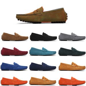 Chaussures en daim décontractées pour hommes, sans marque, de haute qualité, à enfiler, en cuir paresseux, 38-45, Orange