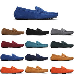 Hoogwaardige niet-merk mannen Casual suede schoenheren slip op luie lederen schoen 38-45 watermeloen