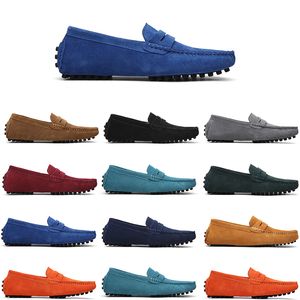 Zapato de gamuza informal para hombre sin marca de alta calidad, zapato de cuero perezoso para hombre, 38-45, azul marino