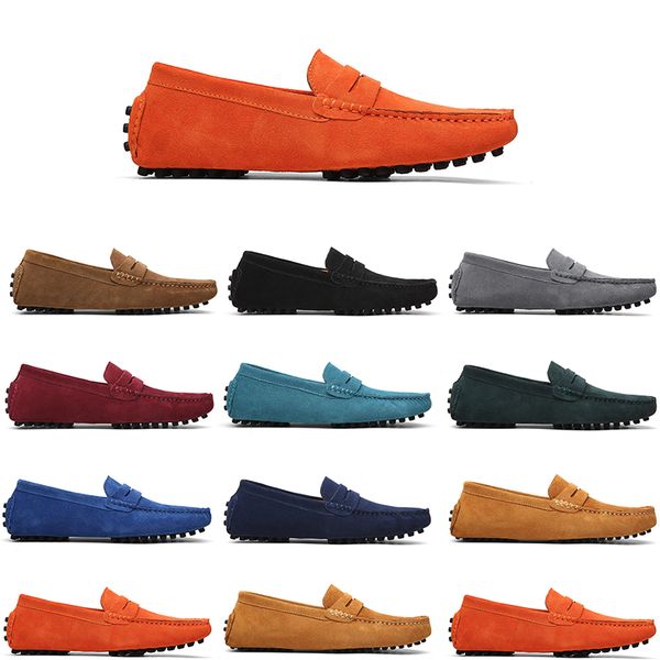 Chaussures en daim décontractées pour hommes de haute qualité sans marque pour hommes sans lacet chaussures en cuir paresseux 38-45 kaki