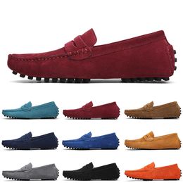 Chaussures en daim décontractées pour hommes de haute qualité, noir, bleu, vin, rouge, gris, orange, vert, marron, slip sur la chaussure en cuir paresseux, pointure 38-45