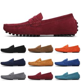Chaussures en daim décontractées pour hommes de haute qualité, noir, bleu foncé, vin, rouge, gris, orange, vert, marron, slip sur chaussure en cuir paresseux, eur 38-45