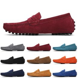 Zapatos de gamuza informales de alta calidad sin marca para hombre, negro, azul claro, vino, rojo, gris, naranja, verde, marrón, para hombre, zapatos de cuero perezosos