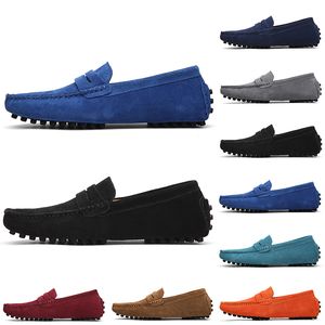 Scarpe casual in pelle scamosciata da uomo non di marca di alta qualità nero azzurro rosso grigio arancione verde marrone da uomo slip on scarpa in pelle pigra