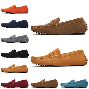 Haute qualité Non-Marque hommes robe chaussures en daim noir ciel bleu rouge gris orange vert marron hommes slip sur chaussure en cuir paresseux taille 38-45