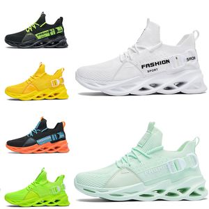 Hoge kwaliteit niet-merk mannen vrouwen lopende schoenen mes ademend schoen zwart wit groen oranje geel heren trainers outdoor sport sneakers