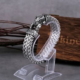 Haute qualité nordique Viking ne se décolore jamais en acier inoxydable tête de serpent dominante Bracelet hommes bijoux cadeau mode Punk charme 240105