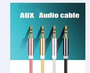 Hoge kwaliteit nylon gevlochten audiokabels 3.5 mm jack aux kabel aluminium mannelijke naar mannelijke adapter voor smartphone-luidspreker