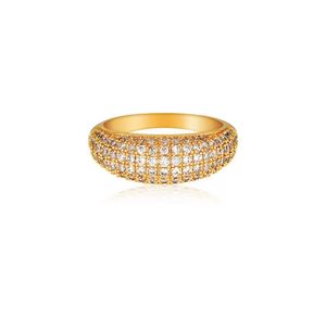 Hoge kwaliteit Office Lady Accessoires Ringen Gouden Kleur Halo Micro Verharde Casual Style Female Jewel