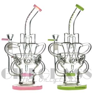 Tubo reciclador de 10,2 pulgadas Cachimbas únicas Bong de vidrio Plataformas Dab de aceite de Perc rectas Junta hembra de 14 mm Bongs embriagadores Forma de bola Tubos de agua N Agujeros Percolador con tazón