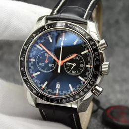 Hoge kwaliteit OM 44MM quartz herenhorloge ontwerper luxe chronograaf herenhorloges wijzers roestvrijstalen armband vaste lunette met een topring met tachymeter