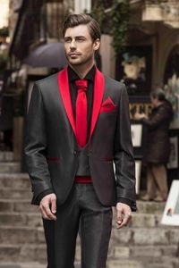 Hoge Kwaliteit One Button Black Wedding Bruidegom Tuxedos Sjaal Revers Groomsmen Mannen Formele Prom Pakken (Jas + Broek + Vest + Tie) W156