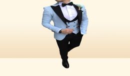 Haute qualité un bouton lumière être marié smokings pic revers garçons d'honneur costumes pour hommes mariage bal dîner blazer veste pantalon gilet cravate 3759374