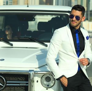 Hoge kwaliteit slechts één jas voor spier mannen mode nieuwste jas ontwerpt witte mode formele bruiloft slijtage