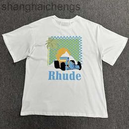 T-shirts de haute qualité Rhuder Designer T-shirts High Street Trendy Marque Simple Stroke Sailboat Letter Imprimé Tshirt à manches courtes décontractées avec 1: 1 LOGO