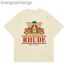 T-shirts de haute qualité Rhuder Designer T-shirts High Street Trendy Marque simple Bird Bird Imprimé décontracté à manches courtes lâches pour les deux hommes avec un logo 1: 1