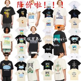 Hoogwaardige originele Rhuder Designer T Shirts Meichao Coconut Crown Coconut Racing Casual veelzijdige T-shirt met korte mouwen voor mannen vrouwen met 1: 1 logo