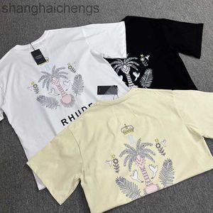 T-shirts de haute qualité Rhuder Designer T-shirts High Street Trendy Marque Short Coconut Letter Imprimé Tshirt à manches courtes décontractées avec un logo 1: 1