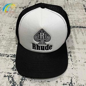 Haute qualité en plein air crème solaire maille patchwork RHUDE chapeau hommes femmes étiquettes réglable large bord coeur broderie Rhude casquette de baseball2585