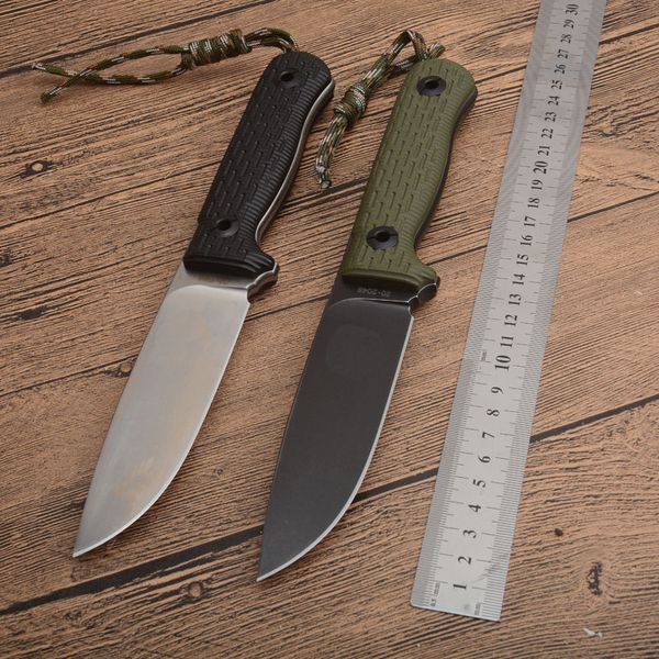 1 Uds cuchillo recto de supervivencia al aire libre de alta calidad D2 hoja de punto de caída de lavado de piedra negra mango completo Tang verde G10 con funda ABS K