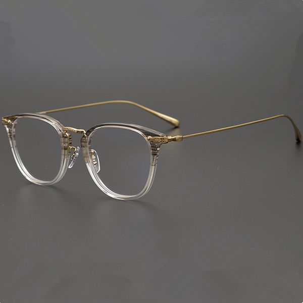 Qualité 5307D Montures en fil d'or pur-titane Vintage fullrim rond pour lunettes de vue 49-21-145fashional ultra-light lunettes unisexes lunettes fullset