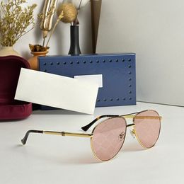 Hoogwaardige zonnebril met ovaal metalen frame voor dames en heren, retro-letterlenzen, designer kleurveranderende UV400-bestendige bril, originele verpakking van topkwaliteit