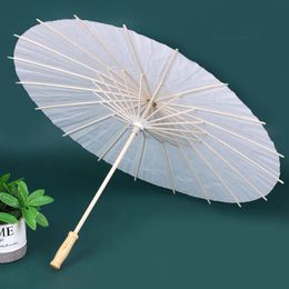 Hoogwaardige parasols bruiloft bruid parasols wit papier paraplu handle chinese vaartuigen 60 cm diameter paraplu's weekendvakantie reis HO03 b4