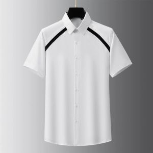 Chemise patchwork de haute qualité pour hommes à manches courtes et chemises de tenue de commerce décontractées Streetwear Social Party Banquet Men Vêtements 2024