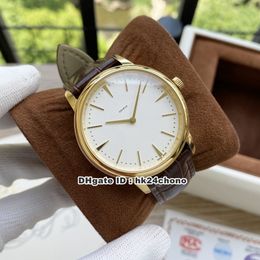 Hoge Kwaliteit Patrimony 81180 / 000J-9118 Miyota Automatic Mens Horloge 42mm Gold Case White Dial Gents Jurk Horloges Bruin Lederen Band