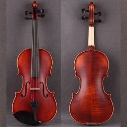 Hoogwaardige massief houten antieke gewreven viool met patroon, allemaal handgemaakt voor beginners, professioneel viool 4/4 muziekinstrument