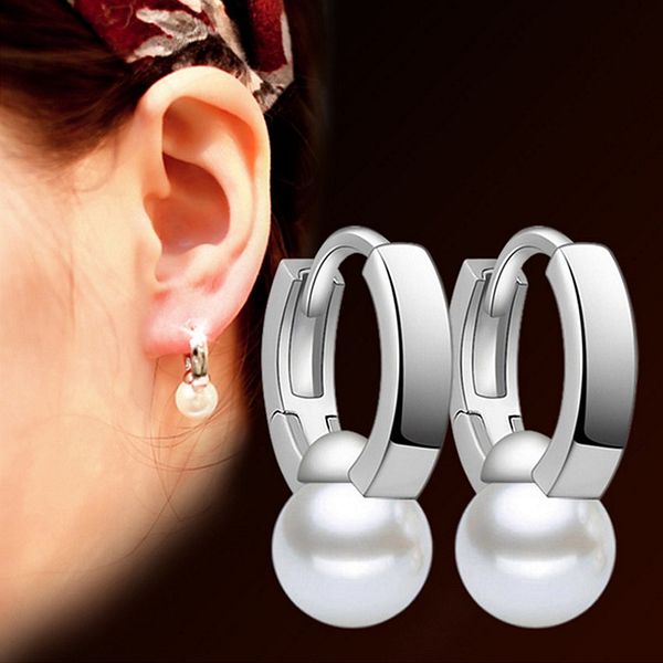 Boucles d'oreilles créoles en perles de haute qualité, bijoux en argent Sterling 925 pour femmes, modèles féminins de tempérament Simple haut de gamme, ornement d'oreille