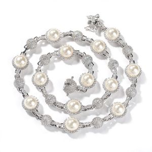Collier de perles de haute qualité pour hommes et femmes, chaînes en or glacé, colliers Vintage Hip Hop, bijoux