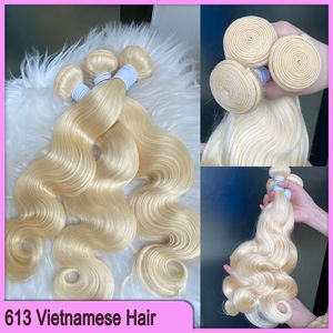 Cheveux vietnamiens péruviens de haute qualité Double dessin 613 Blonde Wave Wavy Hair Extensions 3 paquets 100% Vierge Remy Remy Human