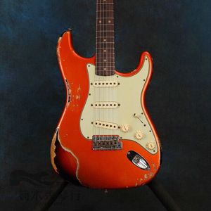 de haute qualité pickups.red guitare électrique, palissandre guitarra touche, gitaar micros de haute qualité, des reliques par les mains.