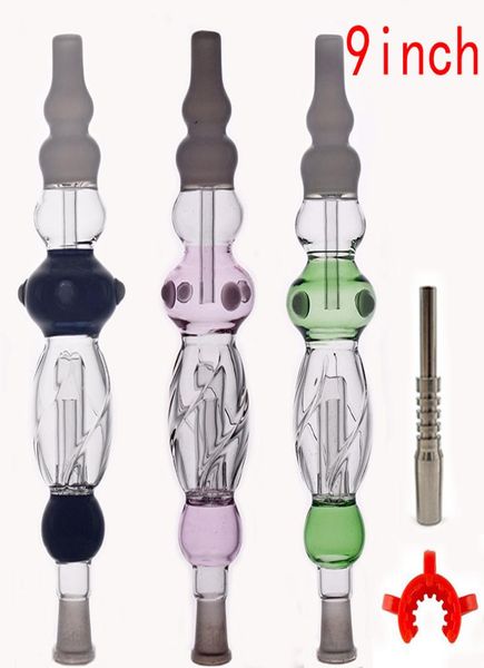 Tuyaux de haute qualité avec pointe en titane de 14 mm pointe de quartz dab plate-forme pétrolière concentrée Dab paille eau Bong accessoires pour fumer 9inch7855839