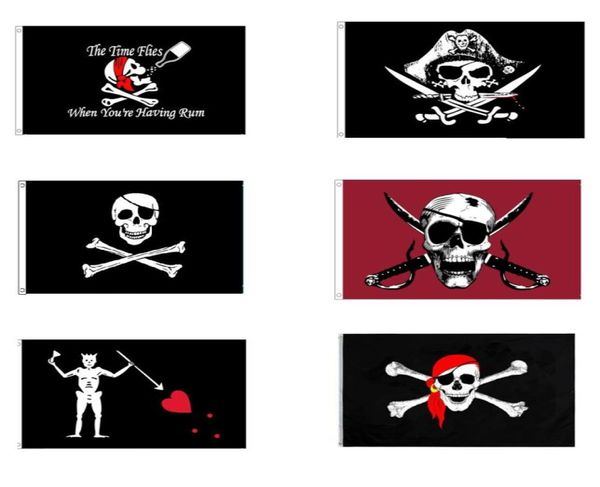 Drapeau Pirate de haute qualité, 6 couleurs de motifs, impression en Polyester, 90x150cm, drapeaux de crâne volants suspendus pour décoration extérieure 5700362