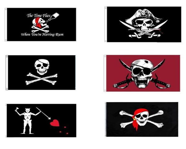 Drapeau Pirate de haute qualité, 6 couleurs de motifs, impression en Polyester, 90x150cm, drapeaux de crâne volants suspendus pour décoration extérieure, 1754558