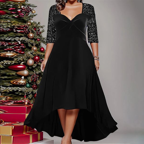 Taille plus taille plus dras soir noir vestidos vestidos occasionnels formelle grande jupe longue fête des vêtements féminins 240320