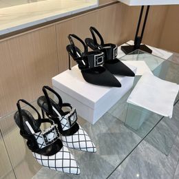 Punta de alta calidad 9,5 cm de alto Bimixpla adornado Slingback Bombas Tacones de aguja Zapatos de vestir de boda de noche Diseñadores de lujo para mujer para calzado de fábrica