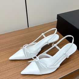 Sandale à bride arrière de 5,5 cm de haute qualité à bouts pointus en gaze et chaussures habillées en cuir de mouton pour femmes de luxe Designers chaussures d'usine de soirée avec boîte