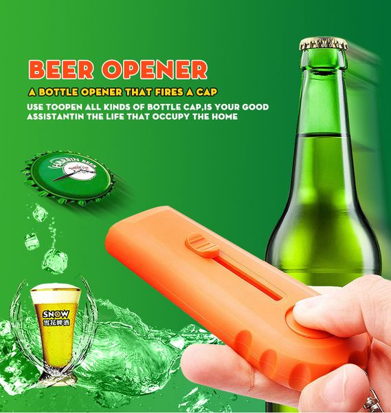 Haute qualité Portable Flying Cap Zappa bière boisson décapsuleur ouverture Cap lanceur Top Shooter Gun cuisine outil de cuisine jeux jouet porte-clés