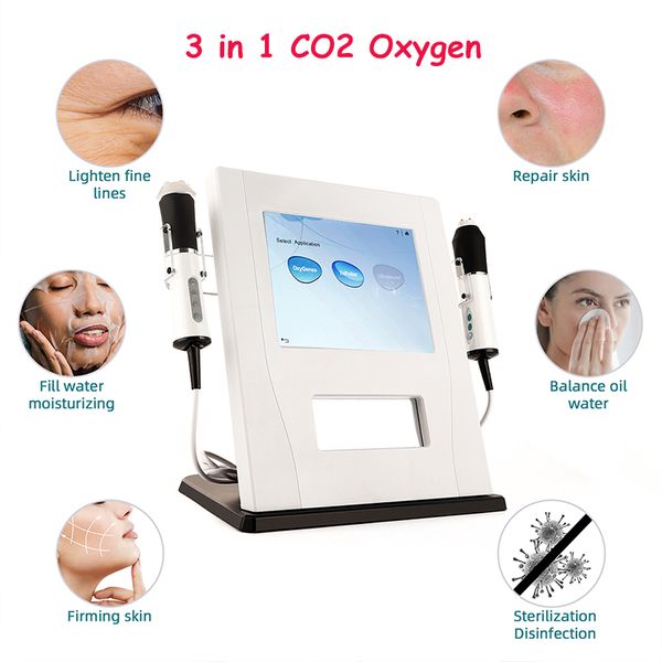 Máquinas de remoción de arrugas faciales de oxígeno portátil de alta calidad CO2 Burbuja de limpieza profunda RF Máquina de belleza ultrasónica para uso de salón